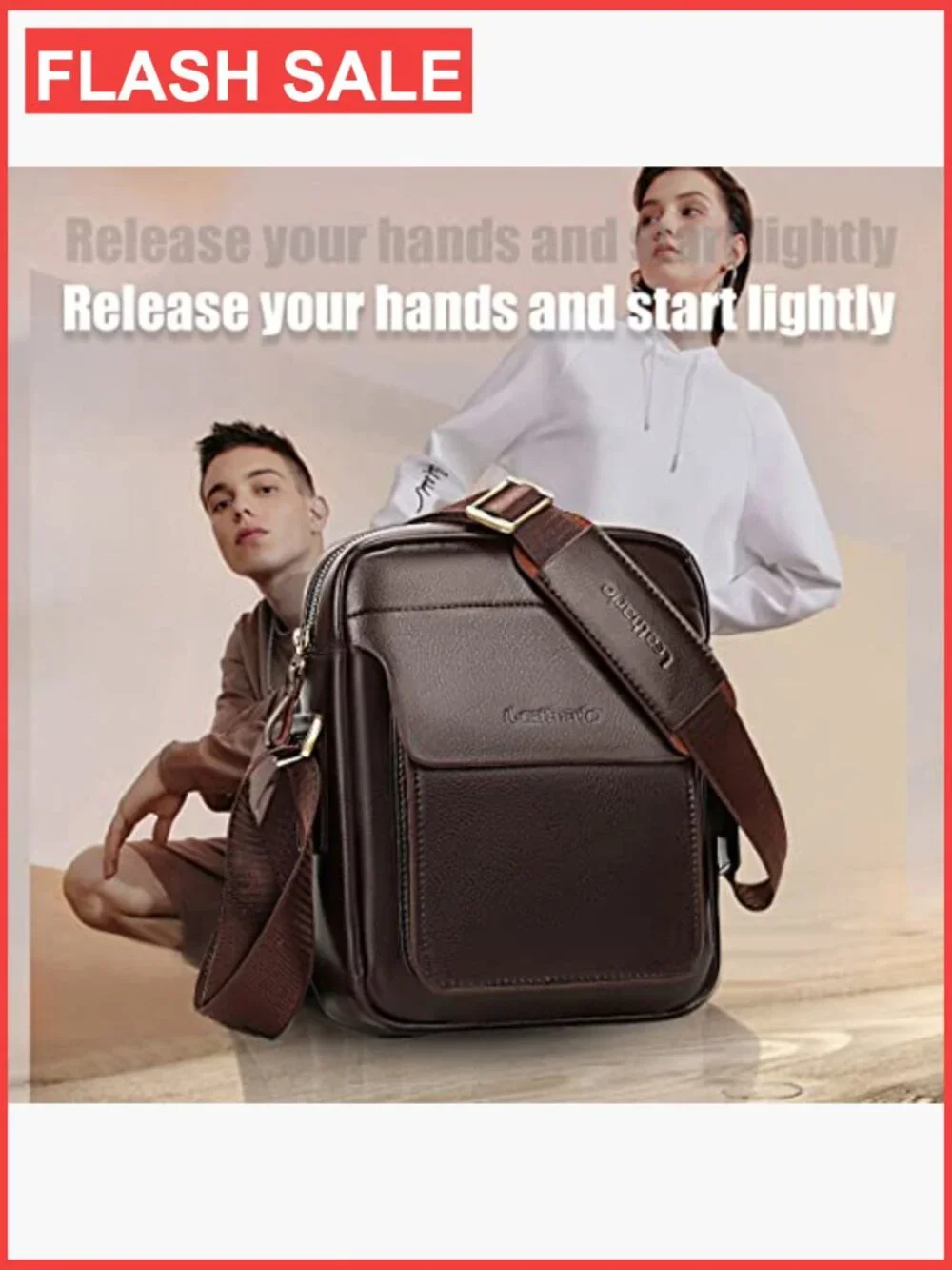Men's Vegan Leather Crossbody Bag Messenger Shoulder Sling Satchel Work Travel